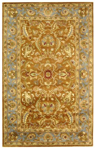 Safavieh Heritage Collection HG812A Handmade Brown and Blue Hand-Spun Wool Area Rug, 5-Feet by 8-Feet