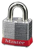 Master Lock 3KAMKRED Safety Lockout Master Keyed Padlock with 3/4-Inch Clearance, Red Bumper