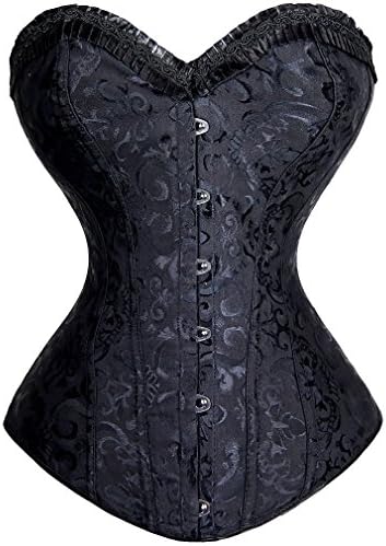 Pandolah Women's Boned Lace Up Back Corset (US Size 10-12 (2XL), Full steel black 1)