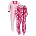 Toddler Girls' Gerber 2pk Hearts/Flowers Blanket Sleeper Pink