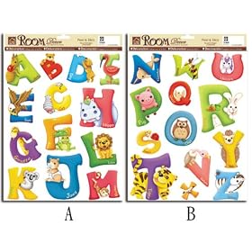 ALPHABET ANIMAL A to Z Wall Stickers for Girls & Boys Bedroom, Childrens Playroom or Babies Nursery (Kids Stickarounds, Learning the Fun Way) GREAT STICKERS ON 2 SHEETS