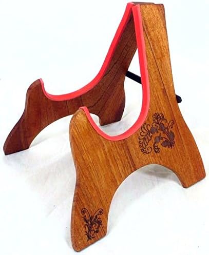 Mahogany Two Way Adjusted Berry Plant Pattern Laser Wood Stand for Ukulele, Violin, Flat Mandolin