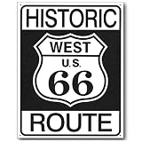 Route 66 Tin Metal Sign : Historic West US 66