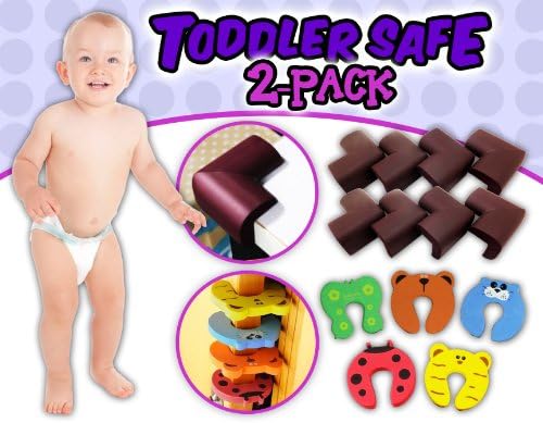Baby & Childproofing Corner Cushion Guards & Finger Pinch Guards - Toddler Safe 2 Pack Premium - Safety Protectors for Baby, Infants to Prevent Accidents - Foam Bumpers for Tables, Desks, Door Stops - 100% Guaranteed