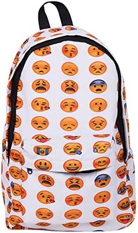 Emoji Backpack Student Canvas Book Bag Smiling Face Shoulder Schoolbag