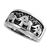925 Sterling Silver Elephant Ring - High Polish