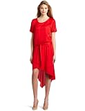 BCBGMAXAZRIA Women’s Angelika Dress With Front Panels And Waist Tie, Jewel Red, Large