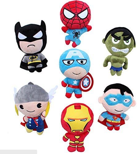 The Avengers Super Heros Iron Man/ Hulk/ Spiderman/ Thor/ Amerian Capitain/ Batman/ Superman Plush Toys 8inch 7pcs/lot by Charm Gift