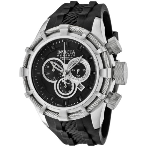 Invicta Men's 1222 Reserve Chronograph Black Dial Black Polyurethane Watch