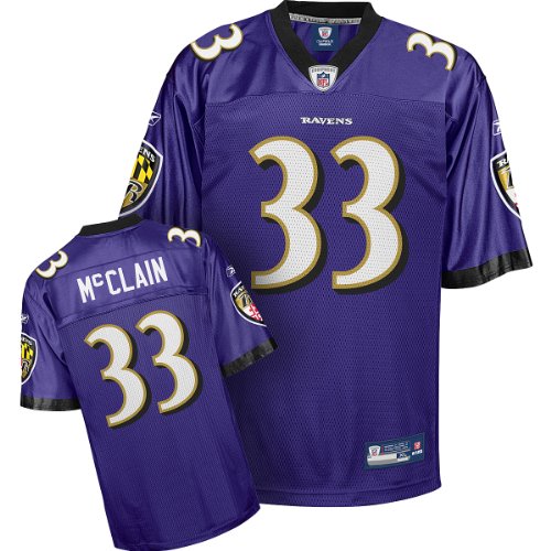 LeRon McClain Jersey: Reebok Purple Replica #33 Baltimore Ravens Jersey - Medium