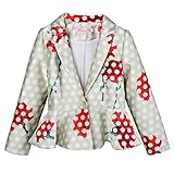 Pettigirl女の子 コート 花柄 ドット 襟付き 長袖 アウター 7才-8才 [並行輸入品]