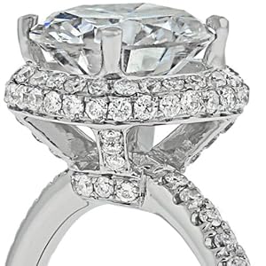 3.15 ct DTW F SI sparkling round cut diamond engagement ring micro pave style 18kt white gold