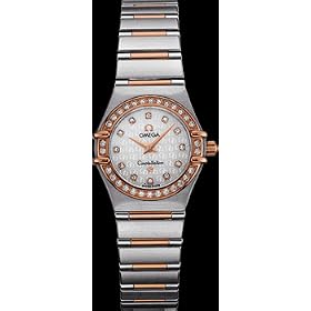 Omega Constellation Two Tone Mini Diamond Dial and Diamond Bezel Women's Watch
