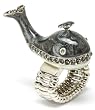 Sea Creature Black Whale Bling Crystals Cocktail Ring