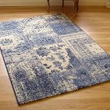 Woodstock 32487-6257 Blue Heather & Cream Panel Design Rug