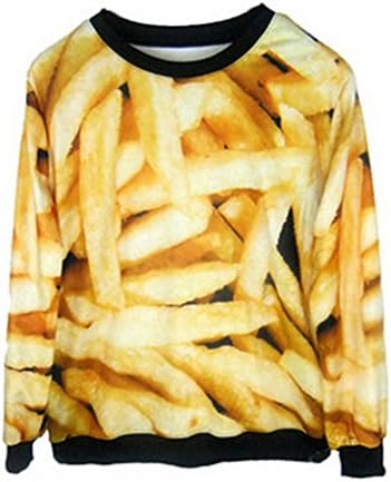 Unisex Men's 3D French Fries Print Novelty Long Sleeve Sweatshirt Sweater Hoodies