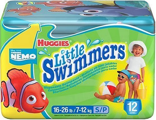 Huggies Little Swimmers Disposable Swimpants, Finding Nemo, Size S (16-26 Lbs), 12-Count Packages (Pack of 2) (24 Swimpants)