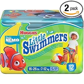 Huggies Little Swimmers Disposable Swimpants, Finding Nemo, Size S (16-26 Lbs), 12-Count Packages (Pack of 2) (24 Swimpants)