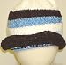 Knitted Dark Brown Blue Natural Chenille Stripe Finished By Hand Crochet Infant and Toddlers Hat