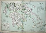 1872 BLACKIE GEOGRAPHY MAPS GREECE CORFU ZANTE SERPHO