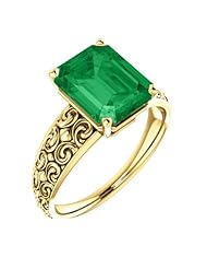 18K Yellow Gold 10.00x8.00mm Emerald Cut Chatham Created Emerald Ring -- LIFETIME WARRANTY