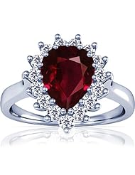 Platinum Pear Cut Ruby Ring With Sidestones (GIA Certificate)