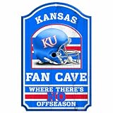 NCAA Kansas Jayhawks 11-by-17 "Fan Cave" Wood Sign