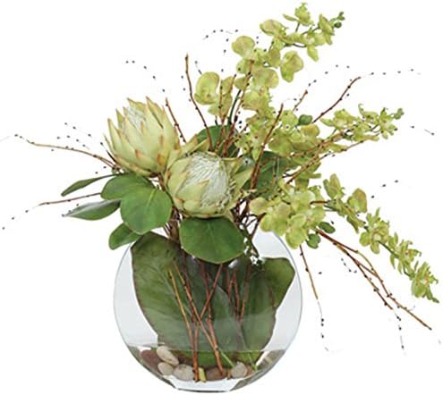 Pale Green Silk Protea &amp; Orchid Arrangement