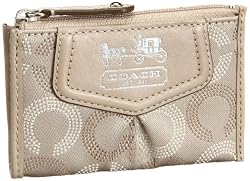 Coach 44439 Madison Signature Dotted Op Art Mini Skinny Coin Purse Khaki