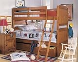Twin over Twin Lea Jackson Creek Wood Bunk Bed in Medium Brown Oak Finish