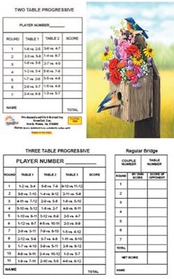 Bridge Tallies - Blue Birds - (12 Pack) 2 & 3 Table Progessive