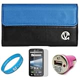 Blue & Black Portola Leather Carrying Holster with Fixed Belt-Clip and Magn ....