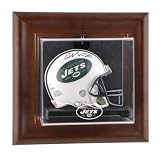 New York Jets Brown Framed Wall Mounted Logo Mini Helmet Case