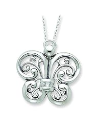 Sterling Silver Antiqued CZ Angel of Courage 18in Necklace. Metal Wt- 6.32g.