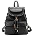 Coofit® Casual Simple Leather Retractable Lady's Packsack Knapsack (0844 Black)