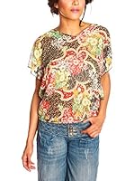 Glamour Paris Blusa (Verde / Marrón / Rojo)