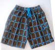 Mens Swim Trunks by RS Surf with Elastic Waist, 2 Side Inseam Pockets, 2 Cargo Pockets, Faux Board Short Front, Fully lined. Brown Plaid in sizes M-2X.