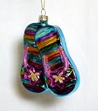Tropical Flip Flops Sandals Blown Glass Christmas Ornament