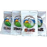 Homemade Jerky Dog Treats - 4 Gourmet Dehydrated Meals - (1 Elk, 1 Beef, 1 Bison, 1 Salmon)