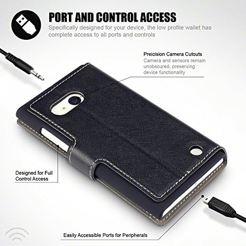 Nokia Lumia 735 Case, Terrapin [Stand Feature] [Ultra Low Profile] [Crosshatch] Nokia Lumia 735 Case Wallet [Black] Premium Wallet Case with STAND Flip Cover for Nokia Lumia 735 - Black