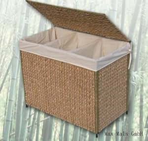 Wäschekorb Wäschetruhe 3 Fächer Wäschesortierer 75cm x 42cm xHöhe 61 cm