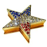 Objet D'Art Release #312 "Star Spangled Banner" USA Red, White and Blue Star Handmade Jeweled Metal & Enamel Trinket BoxIMAGE