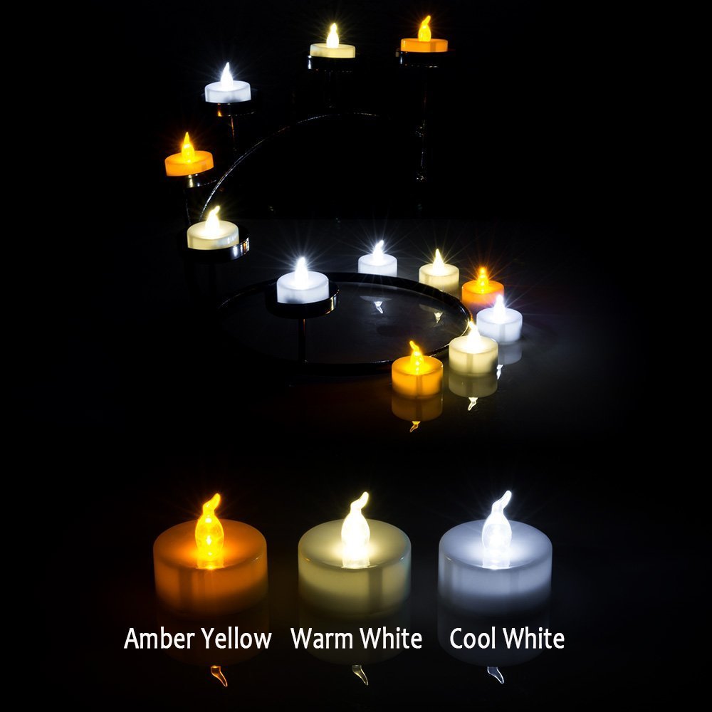 AGPtek 100 Battery Operated LED Amber Flameless Flickering Flashing Tea