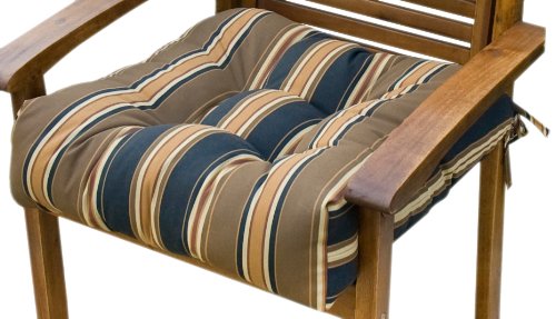Greendale Home Fashions 20-Inch Outdoor Chair Cushion, Espresso Stripe