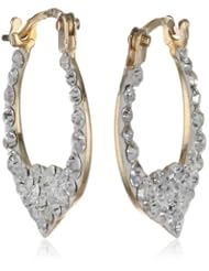 10K Gold by Madison Avenue Collection made with Swarovski Elements Heart in Hoop Earrings
