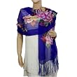 100% Chiffon Georgette Silk Hand Painted Blooming Peony Tassels Ends Long Scarf Shawl--in Various Colors