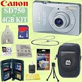 Canon PowerShot SD750 7.1 MP Digital Elph Camera Silver + 4GB Deluxe Kit