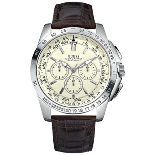 Guess Mens U13570G2 Brown White Dial
