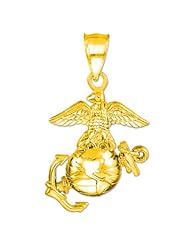 10k Gold US Marine Corps Large Military Patriot Pendant