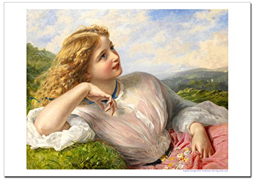 世界の名画・ソフィーアンダーソン ひばりの歌 ジークレー技法 B4高級ポスター